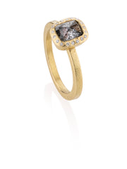 Todd Reed ring made with 18k yellow gold, white brilliant cut diamonds (.10ct) and fancy cut diamond (1.12ct)